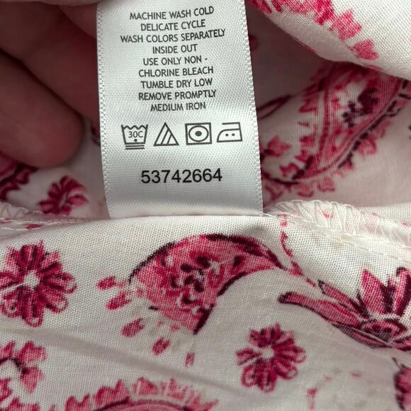 Woman Within Plus Size 5X 38 40 Paisley Floral Print Blouse Top White Pink - Picture 5 of 6